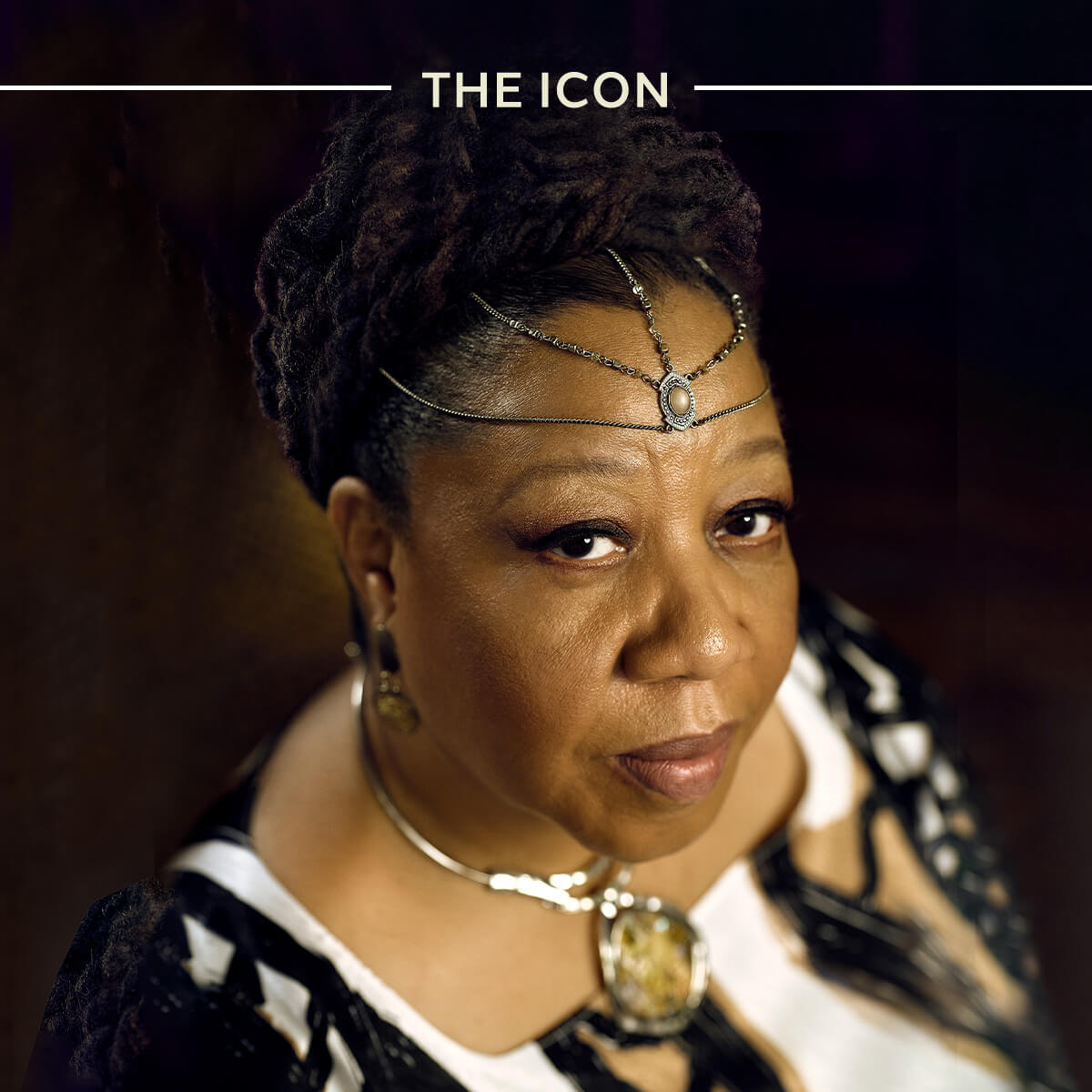 Text reads The Icon over a woman looking confidently into camera